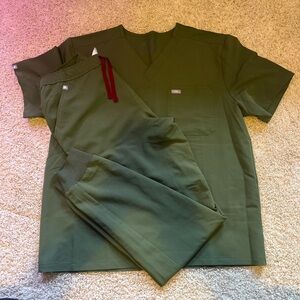 Olive Green Men's FIGS Scrubs Set